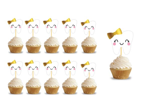 Kürdan İlk Diş Pembe Varak Baskılı 10 Parça - 