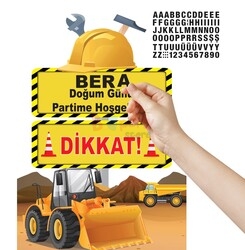 Dekoratif Kişiye Özel Ayaklı Pano Seti İnşaat 3 Parça - 4