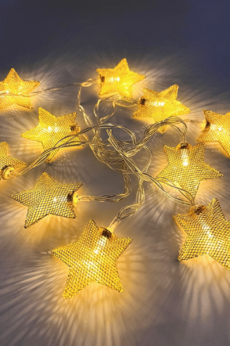 Işık Led Altın Delikli Yıldız Model 10 Işık 2 Metre - 