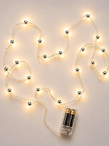 Işık Led İnci Toplu 2 metre Pilli Altın - 