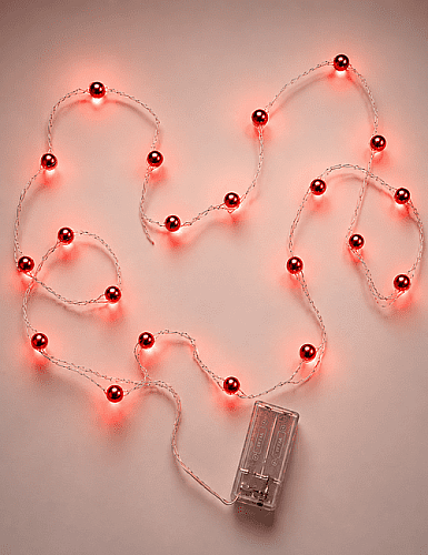 Işık Led İnci Toplu 2 metre Pilli Kırmızı - 