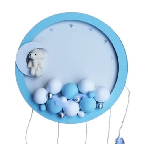 Işıklı Ahsap Mavi Bubble Bebek Kapı Süsü - 2