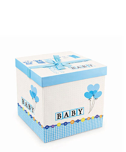 İthal Katlamalı Kutu Baby Mavi 15 x 15 Cm - 