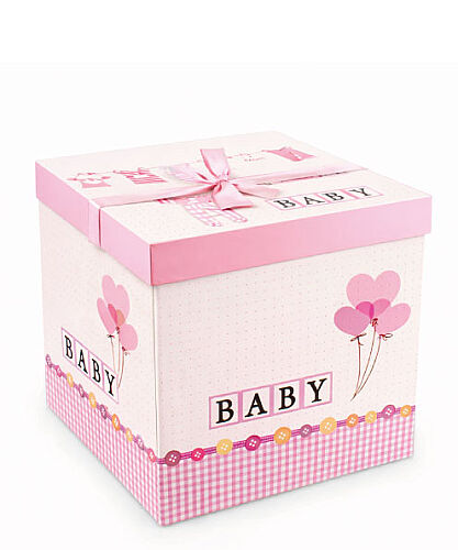 İthal Katlamalı Kutu Baby Pembe 22 x 22 Cm - 