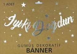 Kaligrafi Banner İyi Ki Doğdun Gümüş - 3