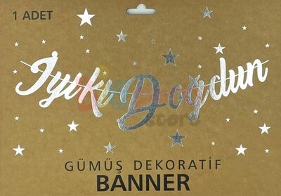 Kaligrafi Banner İyi Ki Doğdun Gümüş - 3