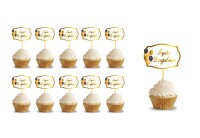 Kürdan İyi Ki Doğdun Varak Baskılı Beyaz Zemin 10 Parça - 1