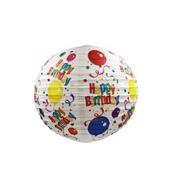 Japon Feneri Balon Ve Happy Birthday Baskılı 25 cm - 1