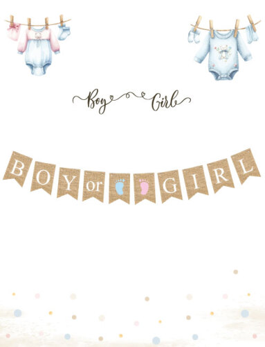 Kağıt Banner Cinsiyet Jüt Görünümlü Boy Girl 10 Parça - 1
