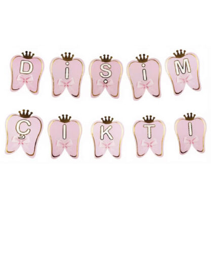 Kağıt Banner Dişim Çıktı Pembe Varaklı - 