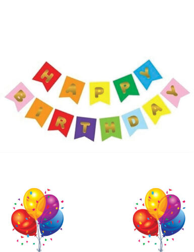 Kağıt Banner Happy Birthday Karışık - Altın - 1
