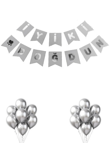 Kağıt Banner İyi Ki Doğdun Beyaz Zemin Gümüş Varaklı - 