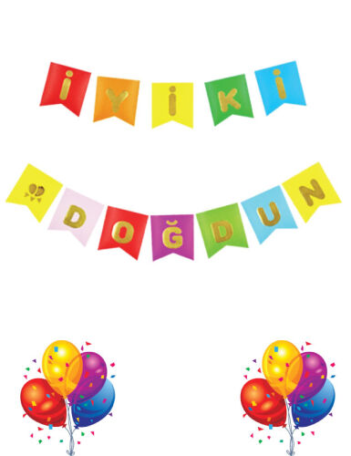 Kağıt Banner İyi Ki Doğdun Karışık Zemin Altın Varaklı - 