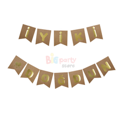 Kağıt Banner İyi Ki Doğdun Kraft Zemin Altın Varaklı - 2