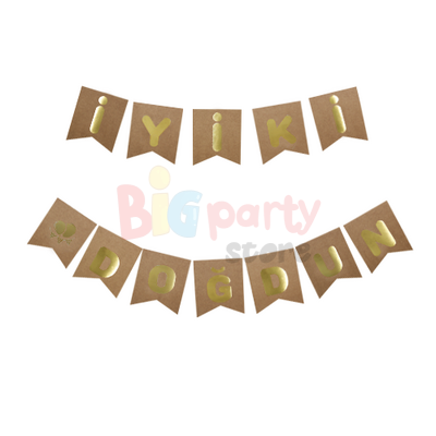 Kağıt Banner İyi Ki Doğdun Kraft Zemin Altın Varaklı - 2