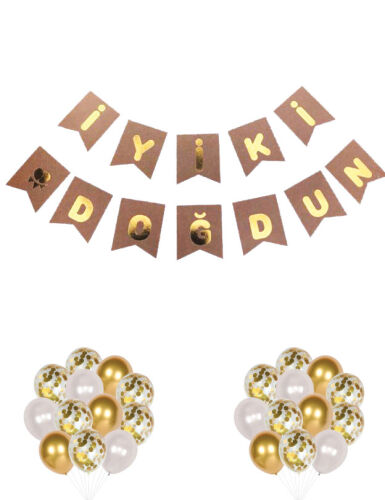 Kağıt Banner İyi Ki Doğdun Kraft Zemin Altın Varaklı - 