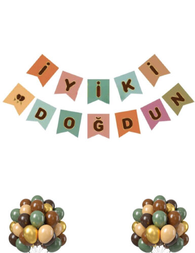 Kağıt Banner İyi Ki Doğdun Retro Zemin Altın Varaklı - 