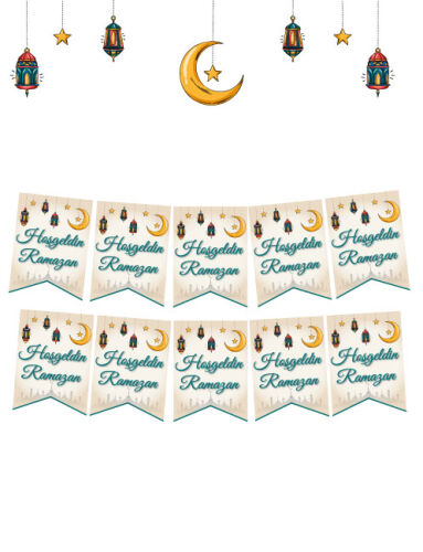 Kağıt Banner Sıralı Kırlangıç Model Hoşgeldin Ramazan - 