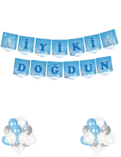 Kağıt Banner Temalı İyiki Doğdun Karlar Ülkesi - 1