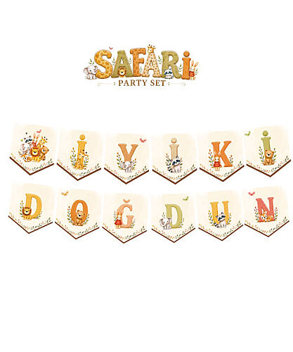 Kağıt Banner Temalı İyiki Doğdun Safari - 
