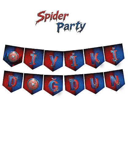 Kağıt Banner Temalı İyiki Doğdun Spider - 