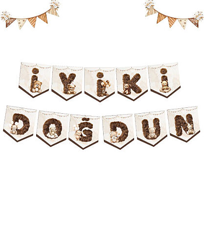Kağıt Banner Temalı İyiki Doğdun Teddy Bear - 