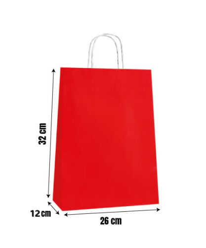 Kağıt Çanta Büklüm Sap 26x32x12 Cm Kırmızı 25 Parça - 2