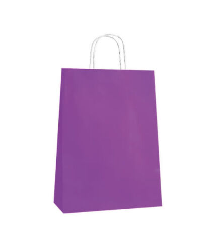 Kağıt Çanta Büklüm Sap 26 x 32 x 12 Cm Mor 25 Parça - 