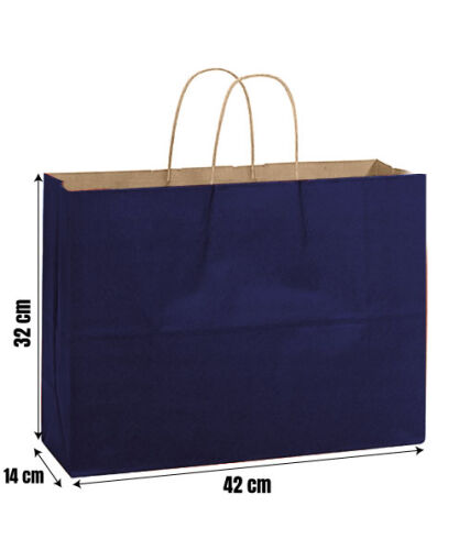Kağıt Çanta Büklüm Sap 42x32x14 Cm Koyu Mavi 10'lu - 2