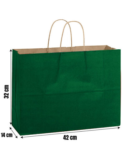 Kağıt Çanta Büklüm Sap 42x32x14 Cm Koyu Yeşil 10'lu - 2