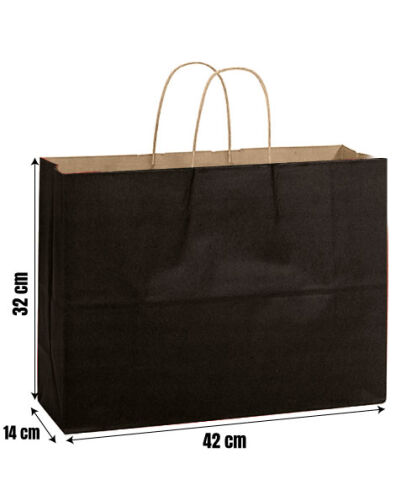 Kağıt Çanta Büklüm Sap 42x32x14 Cm Siyah 10'lu - 2