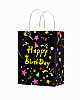 Kağıt Çanta Büklüm Sap 12x15x6 Happy Baskılı 25 Parça Siyah - 1