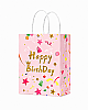 Kağıt Çanta Büklüm Sap 12x15x6 Happy Baskılı 25 Parça Pembe - 1
