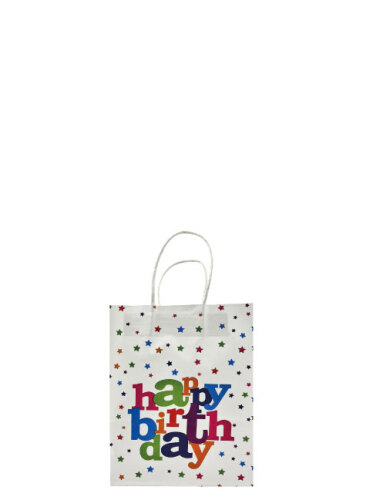Kağıt Çanta Büklüm Sap 15x22x8 Happy Yıldız Baskılı 25 Parça - 3