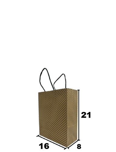Kağıt Çanta Büklüm Sap 16x21x8 Çizgili 25 Parça - 2