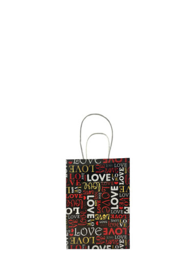Kağıt Çanta Büklüm Sap 16x21x8 Love Baskılı 25 Parça - 3