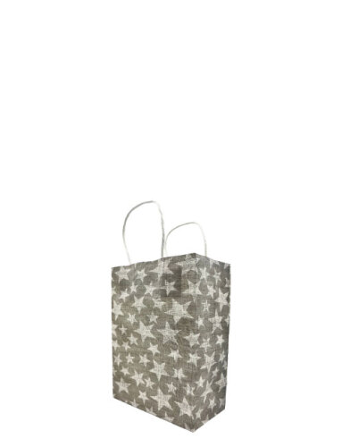 Kağıt Çanta Büklüm Sap 16x21x8 Yıldız 25 Parça Gümüş - 