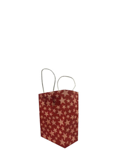 Kağıt Çanta Büklüm Sap 16x21x8 Yıldız 25 Parça Kırmızı - 