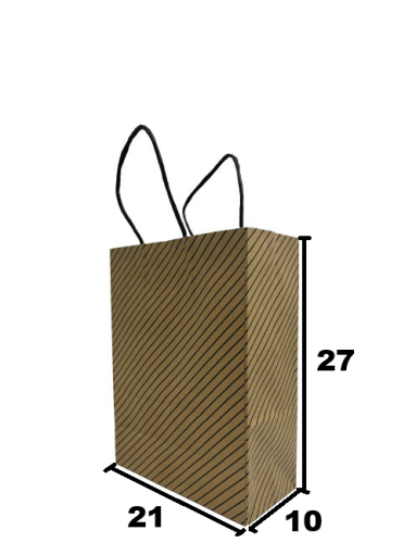 Kağıt Çanta Büklüm Sap 21x27x10 Çizgili 25 Parça - 2