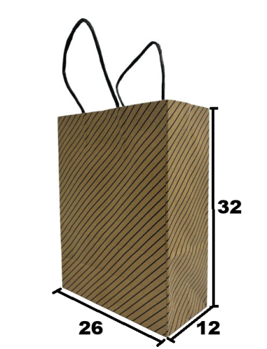 Kağıt Çanta Büklüm Sap 26x32x12 Çizgili 25 Parça - 2