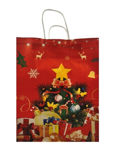 Kağıt Çanta Büklüm Sap 26x32x12 Yılbaşı Baskılı 25 Parça - 3