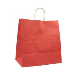 Kağıt Çanta Büklüm Sap Kırmızı Renklı 33*33*18 cm 25 Adet - 1