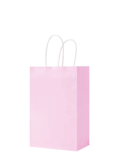 Kağıt Çanta Mini Boy 16x21x8 Cm 25 Parça Makaron Pembe - 1