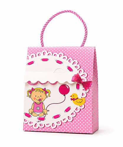 Kağıt Çanta Şekerlik İpli 12'li Pembe - 