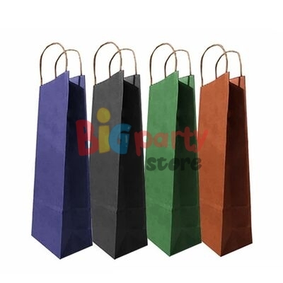 Kağıt Çanta Şişe Boy 12 x 34 Cm 10 Adet (Renk Seçiniz) - 1