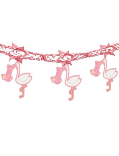 Tavan Süsü Kağıt Flama Zincir Leylekli Pembe - 