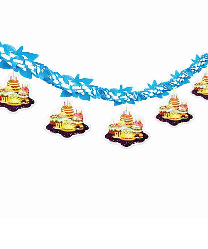 Tavan Süsü Kağıt Flama Zincir Pastalı Mavi - 