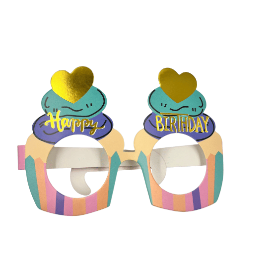 Kağıt Gözlük Kapkek Temalı 6 Parça Pembe - 