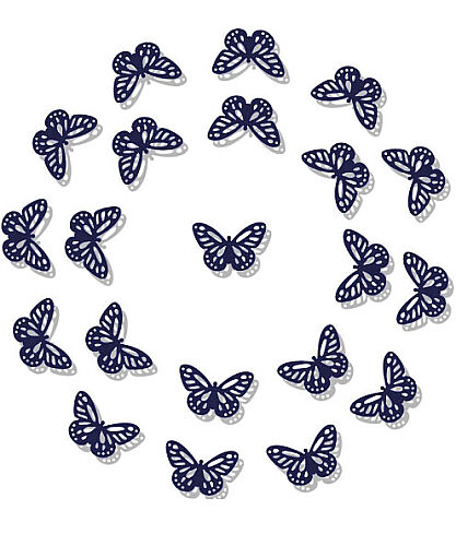 Kağıt Kelebek 3 Boyutlu 24 Parça Lacivert - 