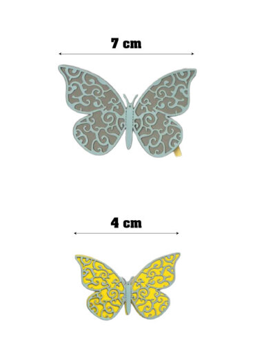 Kağıt Kelebek Dekor Süs 3D 12 Parça Mavi Kenarlı - 3